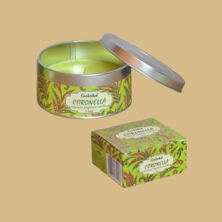 Preview: Goloka Citronella Duftkerze im Metalldöschen